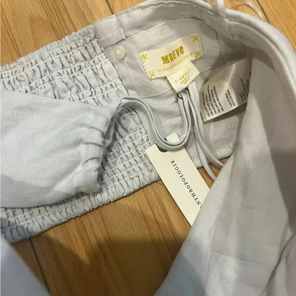 MAEVE ANTHROPOLOGIE NWT Linen Bustier Cropped Bra Top Crop XS - Picture 4 of 6